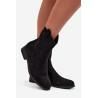 Moteriški žemo kulno batai su atviru raštu S.Barski HY52-530 Juodi | Auliniai batai moterims | jai24.lt