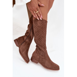 Moterų batai su plokščiu kulnu su perforuotu raštu S.Barski HY52-531 Ruda 201719