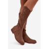 Moterų batai su plokščiu kulnu su perforuotu raštu S.Barski HY52-531 Ruda | Ilgaauliai batai | jai24.lt