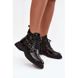 Lakuotos moteriškos aulinės su pamušalu D&A CR52-613 Juoda 201722