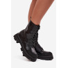 Moteriški darbo batai su pamušalu ir papuošimu S.Barski HY42-982 Juodi | Auliniai batai moterims | jai24.lt