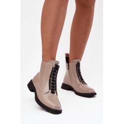 Lakuoti moteriški auliniai iš natūralios odos D A MR52 108 smėlio 201734