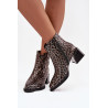 Odos moterų auliniai batai su blokiniu kulnu su viduje esanti apdaila leopardo raštas D&A CR52-622 Juoda-aukso