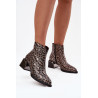 Odos moterų auliniai batai su blokiniu kulnu su viduje esanti apdaila leopardo raštas D&A CR52-622 Juoda-aukso