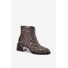 Odos moterų auliniai batai su blokiniu kulnu su viduje esanti apdaila leopardo raštas D&A CR52-622 Juoda-aukso