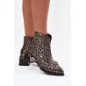 Odos moterų auliniai batai su blokiniu kulnu su viduje esanti apdaila leopardo raštas D&A CR52-622 Juoda-aukso