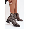 Odos moterų auliniai batai su blokiniu kulnu su viduje esanti apdaila leopardo raštas D&A CR52-622 Juoda-aukso