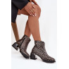 Odos moterų auliniai batai su blokiniu kulnu su viduje esanti apdaila leopardo raštas D&A CR52-622 Juoda-aukso