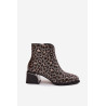Odos moterų auliniai batai su blokiniu kulnu su viduje esanti apdaila leopardo raštas D&A CR52-622 Juoda-aukso