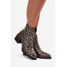 Odos moterų auliniai batai su blokiniu kulnu su viduje esanti apdaila leopardo raštas D&A CR52-622 Juoda-aukso