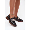 Odinių lakuotų moteriškų mokasinų su atskiru detale D&A MR52-173 Juoda | Mokasinai moterims | jai24.lt