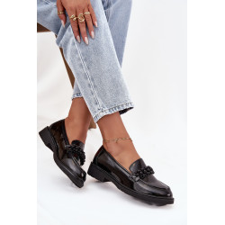 Moteriški lakiniai mokasinai su karoliukais S.Barski HY52-541 Juodi 201747