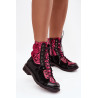 [Odinių moteriškų aulinių batai iš natūralios odos Su plokščiomis kulnais Maciejka 07004-23 Juoda-rožinė]