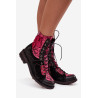 [Odinių moteriškų aulinių batai iš natūralios odos Su plokščiomis kulnais Maciejka 07004-23 Juoda-rožinė]