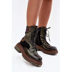 Odos moteriški darbo batai ant platformos Maciejka 07104-09 Tamsiai žalia 201768