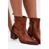 Odos moterų kaubojų batai su kulnu su įdėklu Zazoo 60565 Šokoladas | Auliniai batai moterims | jai24.lt