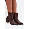 Odos moterų kaubojų batai su kulnu su įdėklu Zazoo 60565 Šokoladas | Auliniai batai moterims | jai24.lt