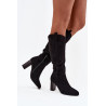 Moterų Batai Ant Kulno Su Ekologiška Velveto Juodi Prisca | Ilgaauliai batai | jai24.lt