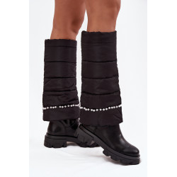 Moterų šiltos aulinės su karoliukais Juodos Irvette 201804