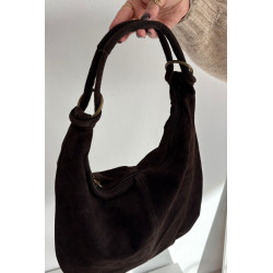 Natūralaus zomšos rankinė šokoladinė Floriah 201813