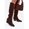 Moteriški Odiniai Keleiviniai Batai Su Dekoracija Ant Kulno Šokoladas Darella | Ilgaauliai batai | jai24.lt