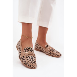 Moteriški Mokasinai Su Dekoratyviniu Elementu Lėopardo Raštu Bēšas Evelora 201832