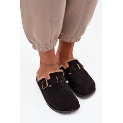 Moteriškos šlepetės su kailio pamušalu su segtuku Juoda Sylisse 201833