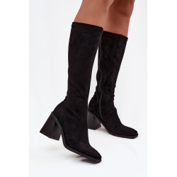 Moteriški batai su storu kulnu Eco zomšos juodi Traven 201835