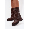 Moteriški auliniai batai su apsukta viršutine dalimi iki pusę blauzdos su diržu šokoladinė Darisa | Ilgaauliai batai | jai24.lt