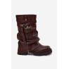 Moteriški auliniai batai su apsukta viršutine dalimi iki pusę blauzdos su diržu šokoladinė Darisa | Ilgaauliai batai | jai24.lt
