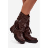 Moteriški auliniai batai su apsukta viršutine dalimi iki pusę blauzdos su diržu šokoladinė Darisa | Ilgaauliai batai | jai24.lt