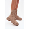 Moteriški Workery batai su dekoratyviniu elementu Izoliuotos smėlio spalvos Kalindra | Auliniai batai moterims | jai24.lt