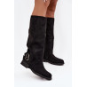 Izoliuotos moteriškos aulinės su segtukais juodos Umbria | Ilgaauliai batai | jai24.lt