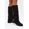 Izoliuotos moteriškos aulinės su segtukais juodos Umbria | Ilgaauliai batai | jai24.lt