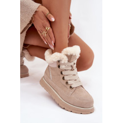 Aksominės žieminės moteriškos avalynės platforma su kailiu Big Star SS274371 smėlinė 201847