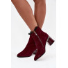 Aksominės odinės moteriškos kulniukų auliniai batai su dekoratyvu su izoliacija D&A MR52-127 Bordo