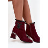 Aksominės odinės moteriškos kulniukų auliniai batai su dekoratyvu su izoliacija D&A MR52-127 Bordo