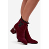Aksominės odinės moteriškos kulniukų auliniai batai su dekoratyvu su izoliacija D&A MR52-127 Bordo