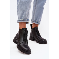 Oda moterų batai su bloku kulnu su papuošimu D ir JC52-869 Juodi 201851