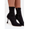 Puošnios moteriškos aulinės su kulniu D&A JC52-882 Juoda | Auliniai batai moterims | jai24.lt