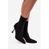 Puošnios moteriškos aulinės su kulniu D&A JC52-882 Juoda | Auliniai batai moterims | jai24.lt