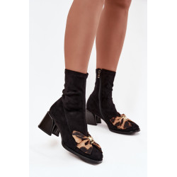 Moteriški aulinukai su kaspinu ant blokinės kulno D&A JC52-827 Juoda 201855