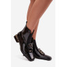 Odos odos odos moterų ankle batai su žemu kulnu su apdaila D&A MR52-217 Juoda | Auliniai batai moterims | jai24.lt