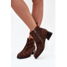 Batai iš natūralios zomšos su leopardo raštu D&A JC52-852 Ruda | Auliniai batai moterims | jai24.lt