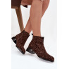 Batai iš natūralios zomšos su leopardo raštu D&A JC52-852 Ruda | Auliniai batai moterims | jai24.lt