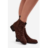 Batai iš natūralios zomšos su leopardo raštu D&A JC52-852 Ruda | Auliniai batai moterims | jai24.lt