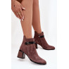 Suede odos moteriški auliniai batai su kulnu su dekoratyvine juosta sušildyti D&A CR52-650 Ruda