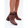 Suede odos moteriški auliniai batai su kulnu su dekoratyvine juosta sušildyti D&A CR52-650 Ruda