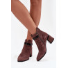 Suede odos moteriški auliniai batai su kulnu su dekoratyvine juosta sušildyti D&A CR52-650 Ruda