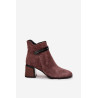 Suede odos moteriški auliniai batai su kulnu su dekoratyvine juosta sušildyti D&A CR52-650 Ruda